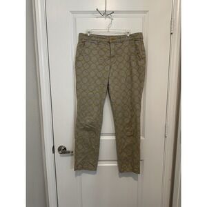 Chino By Anthropologie Khaki Mid-rise Pants Embroidered Yellow Circles Sz 31